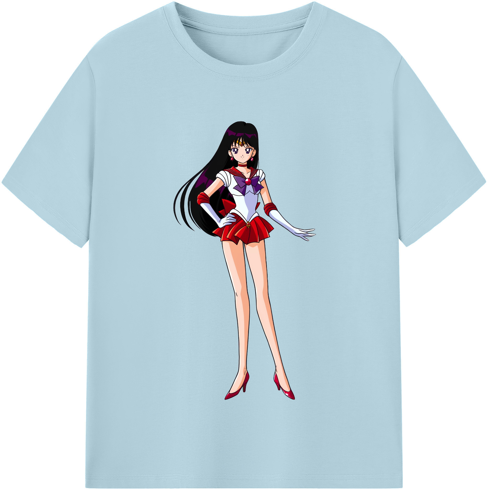 （画像用） 美少女戦士セーラームーン 火野レイ ひの レイ Sailor Moon Hino Rei （セーラーマーズ,Sailor Mars） 綿100％半袖Tシャツ（フロントプリント）